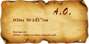Albu Oriána névjegykártya